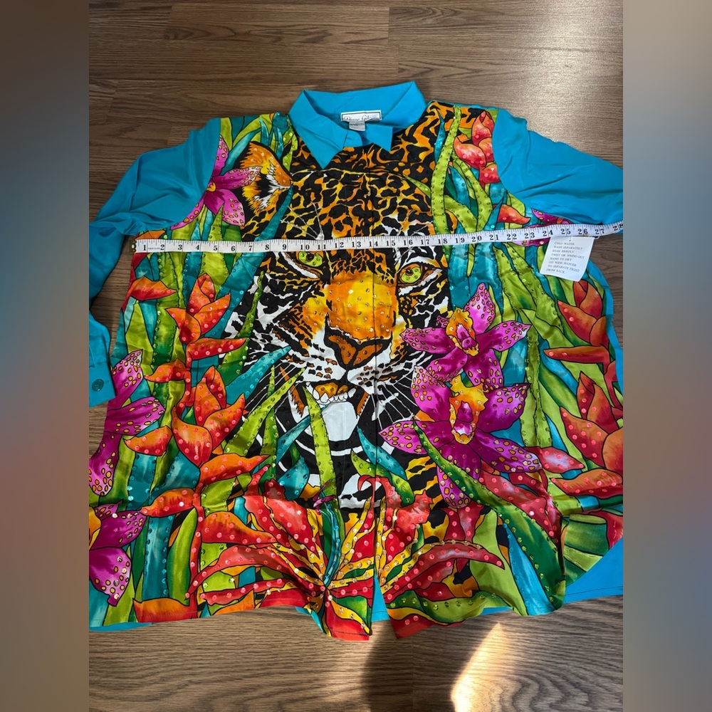Diane Gilman Turquoise Silk Blouse - Picture 4 of 8